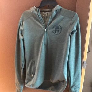 Spartan Craft heather green 3/4 zip fleece hoodie